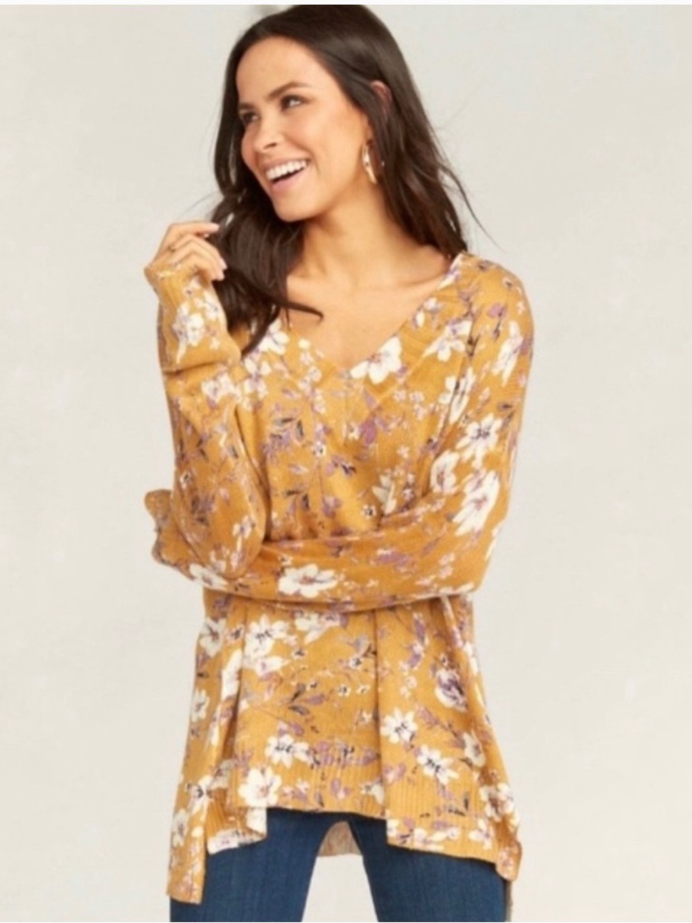 Show‎ Me Your MuMu Cliffside Floral Sweater V-Neck Yellow